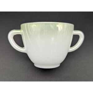 1960's Federal Milk Glass Vintage Soft Green Accent Sugar Bowl